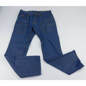 GUN METAL Men's Straight Denim Dark Blue Jeans 34 x 33 Great Shape! Multi Pocket